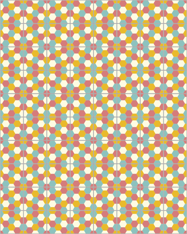 Színes hatszög geometriai vinil szőnyeg - TenStickers