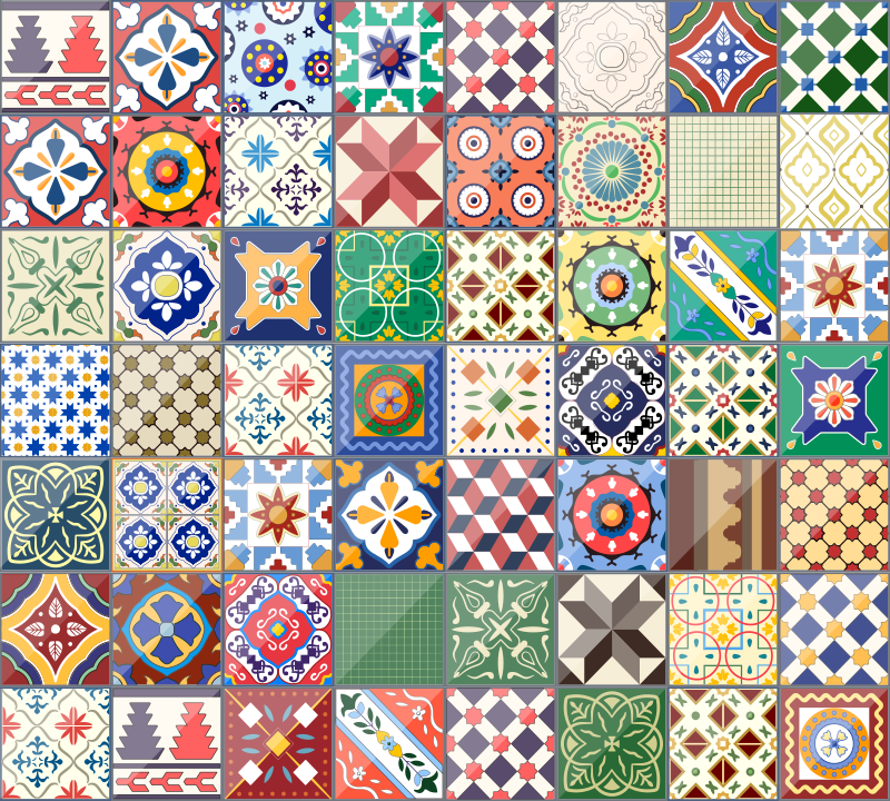 Színes mozaik csempe hatás vinil szőnyeg csempe hatás - TenStickers