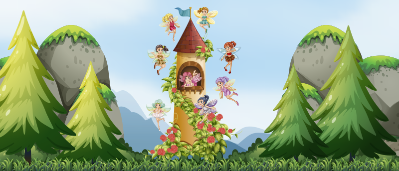 Elvarázsolt erdei játszótér vinil szőnyeg gyerekek - TenStickers