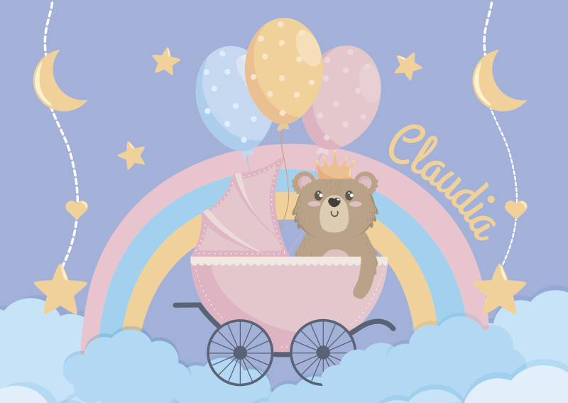 Személyre szabható babakocsi motívum vinil szőnyeg hálószoba - TenStickers