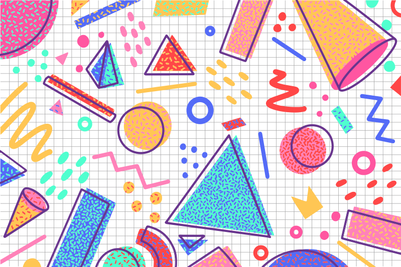 Retro memphis stílusú geometriai vinil szőnyeg - TenStickers