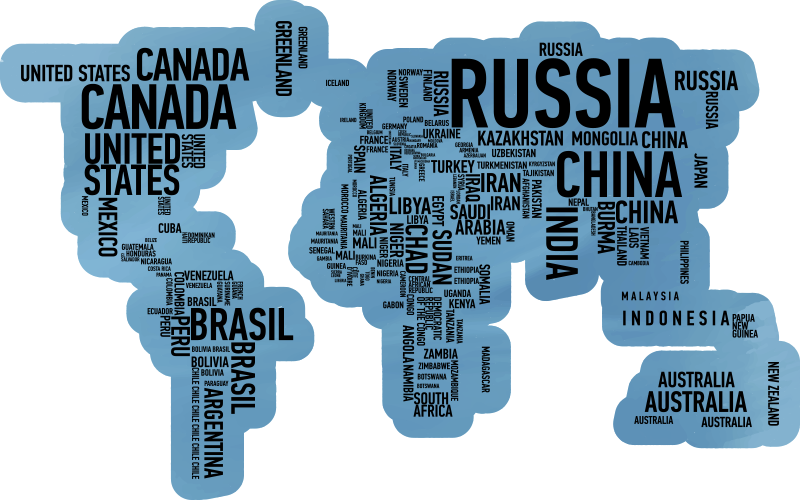 Lenyűgöző világtérkép bakelit szőnyeg országnevekkel - TenStickers