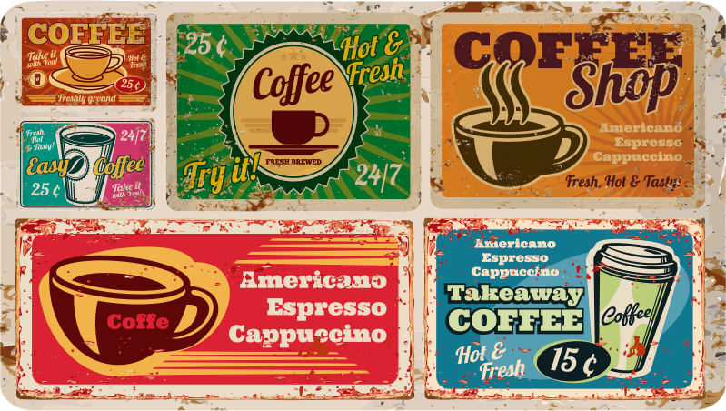 Amercian coffee vintage vinyl szőnyegek - TenStickers