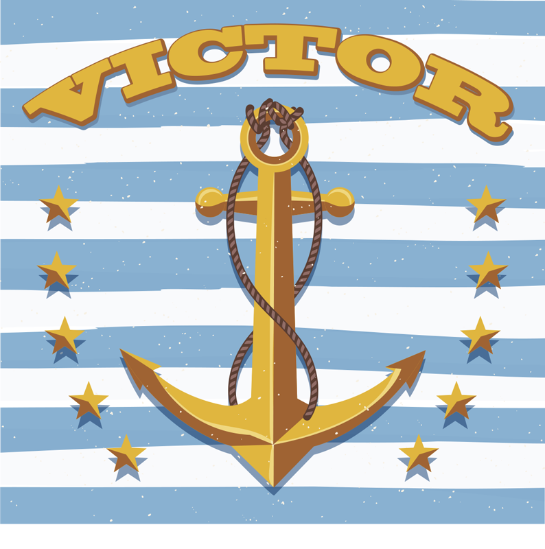 Személyre szabott horgonygyerek vinyl szőnyeg névvel - TenStickers