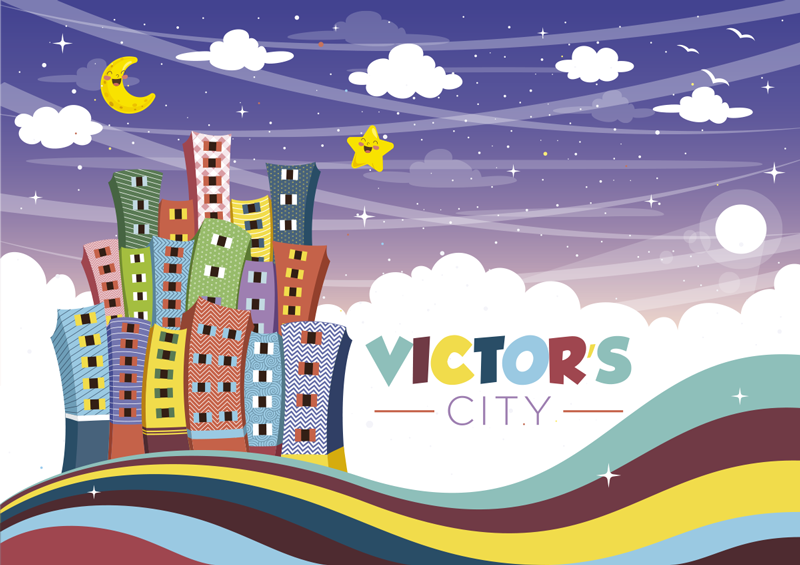 Városkép szivárvány Vinil szőnyeg nevekkel - TenStickers