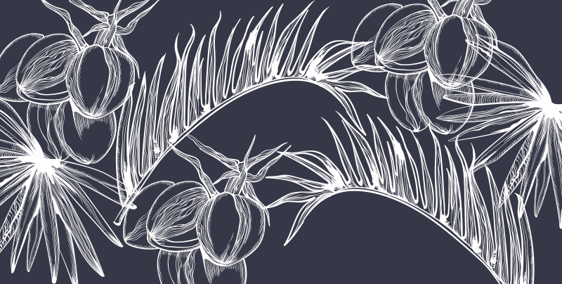 Botanikai vonalművészet vinil szőnyeg virágok és növények - TenStickers