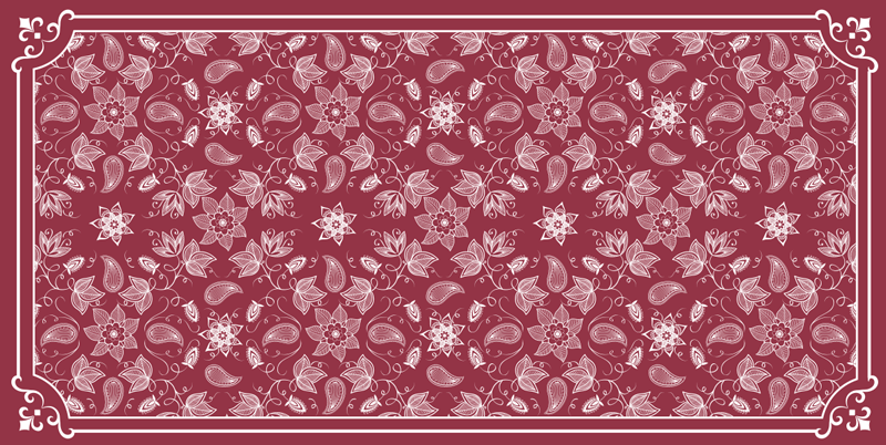 Gyönyörű paisley virágok vinil nappali szőnyeg - TenStickers