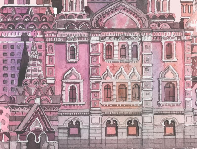 Akvarell moszkvai emlékmű modern szőnyeg - TenStickers