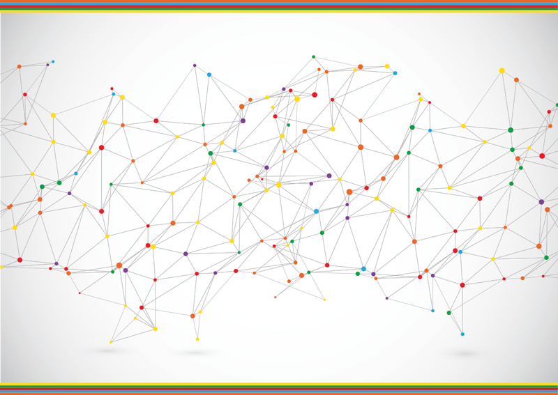 Színes összekapcsolt pontok modern vinil szőnyeg - TenStickers