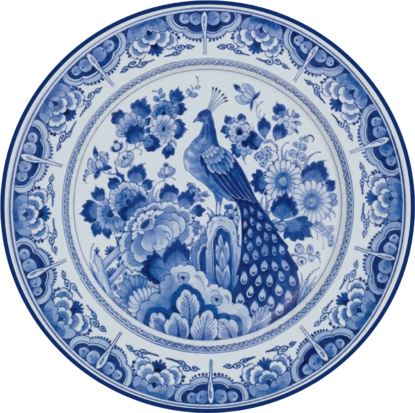 Delftware páva cserép szőnyeg - TenStickers