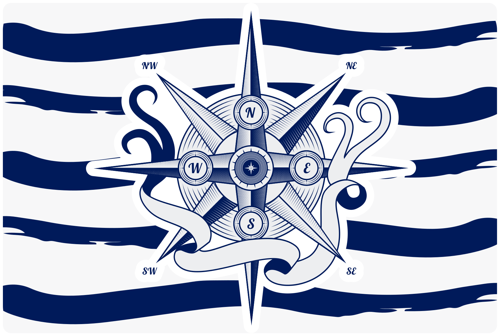 Tengeri iránytű vinil szőnyeg világtérkép - TenStickers