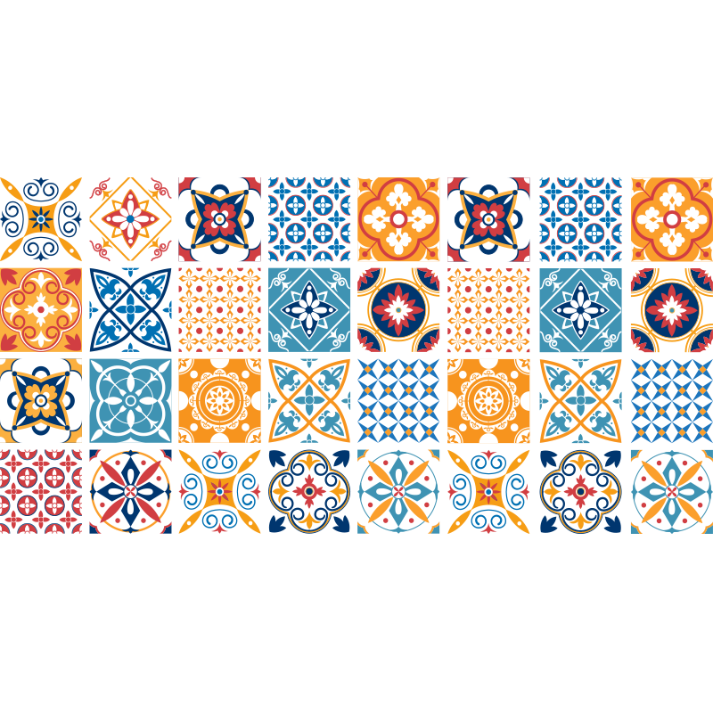 Kézzel festett portugál csempe szőnyeg - TenStickers