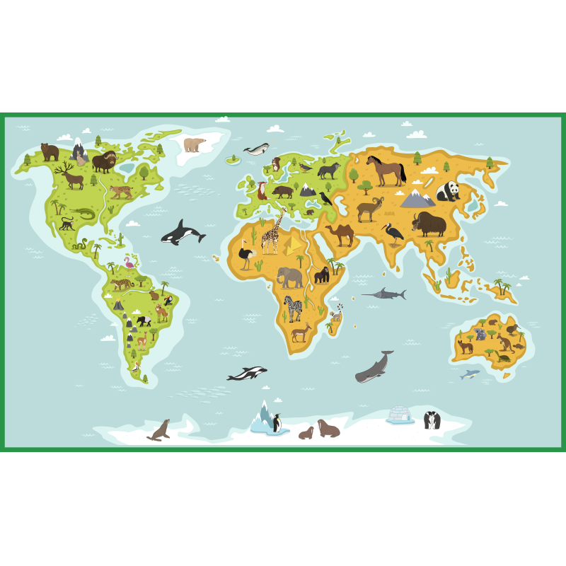 Térképészeti feltárás vinil szőnyeg világtérkép - TenStickers