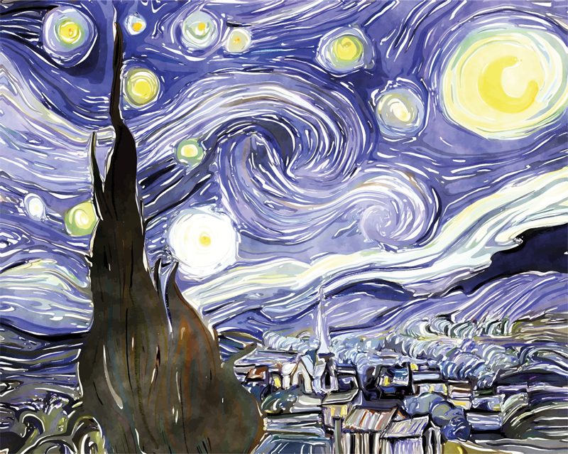 Van gogh's sky with stars vintage szőnyeg - TenStickers