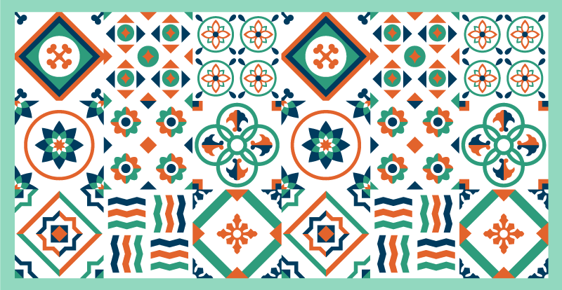 Különböző színes csempe mintás csempe szőnyeg - TenStickers