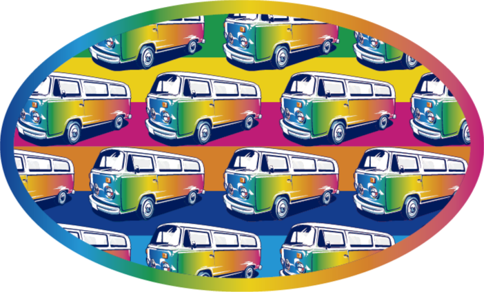 Retro hippi van tini vinyl szőnyeg - TenStickers