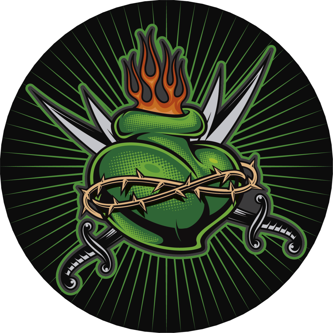 Tüzes kardszív vinil szőnyeg Játékok - TenStickers