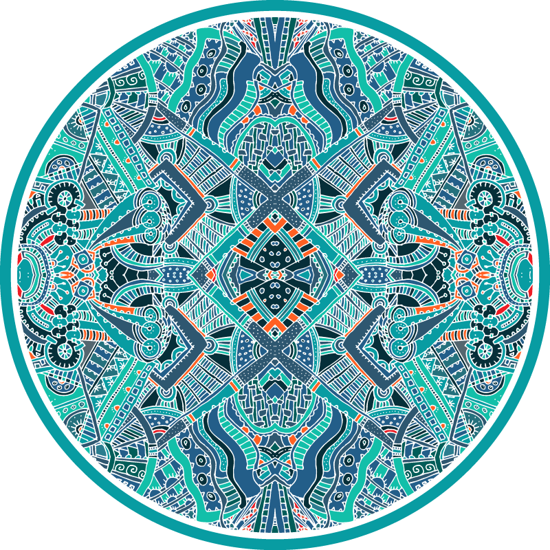 Kerek etnikai vinil szőnyeg indiai tollak - TenStickers