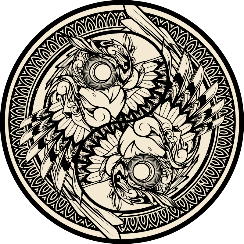 Yin yang bagoly doodle dísz hálószőnyeg - TenStickers