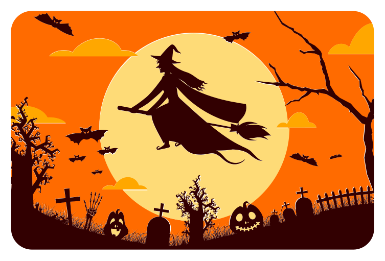 Repülő boszorkány halloween szőnyegek - TenStickers