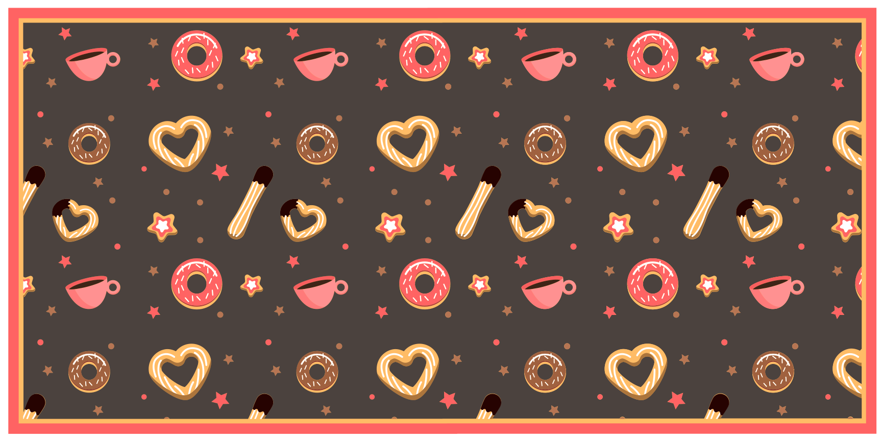 Churros és fánk mintás konyhai padlólapok - TenStickers