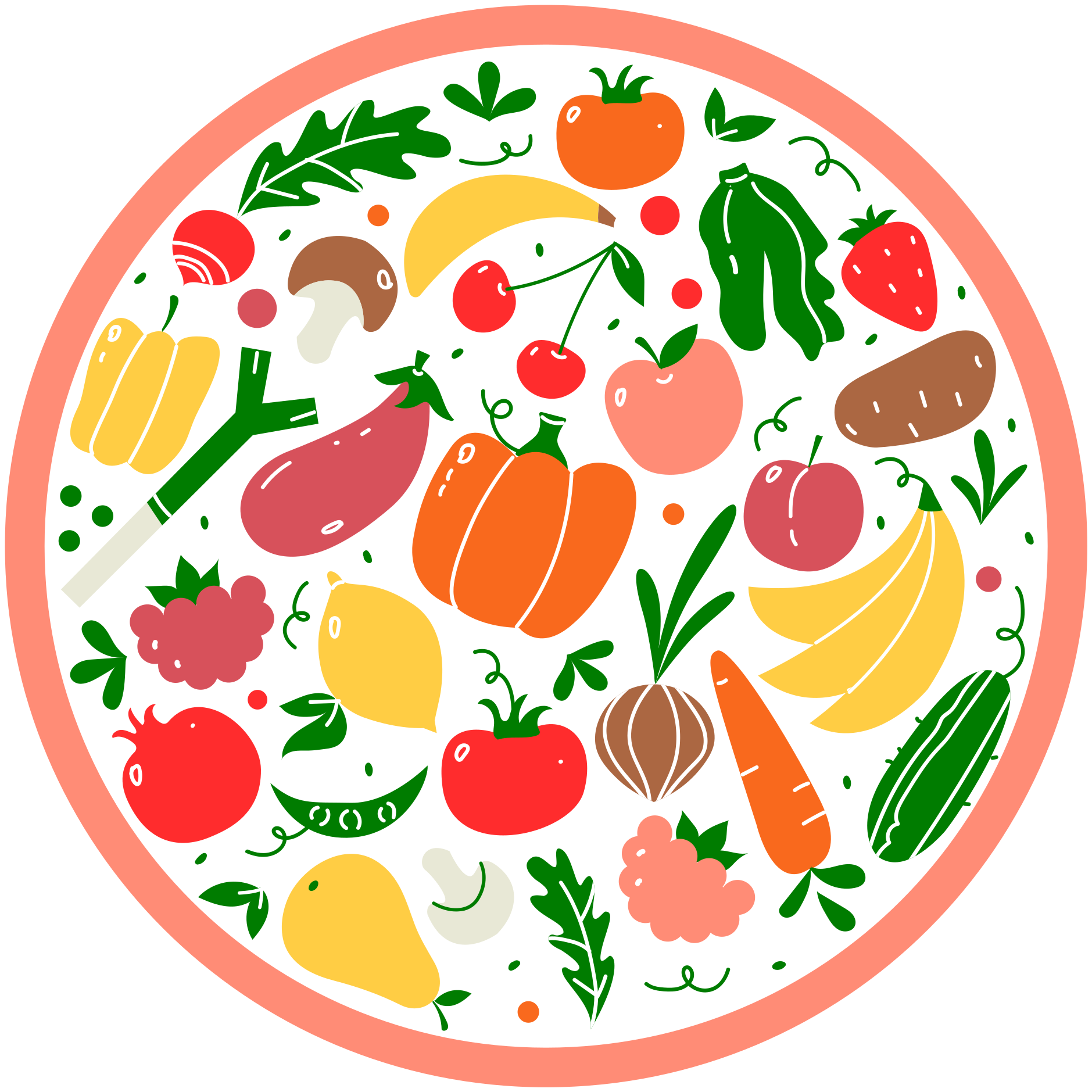 Varrat nélküli zöldség mintás konyha padlólapok - TenStickers