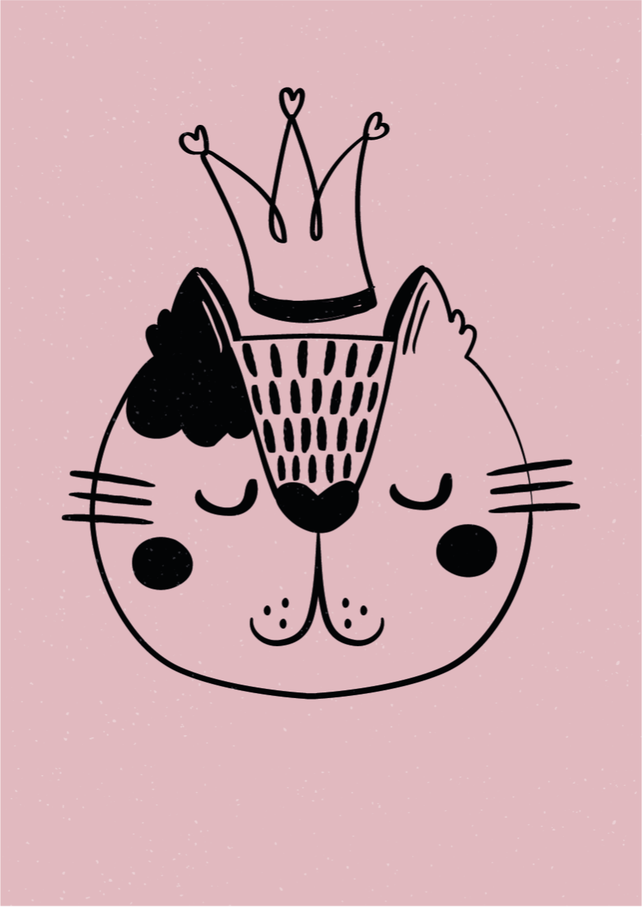 Koronás macska illusztráció vinil szőnyeg állat - TenStickers