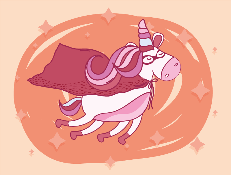 Repülő szuperhős egyszarvú bakelit szőnyeg - TenStickers