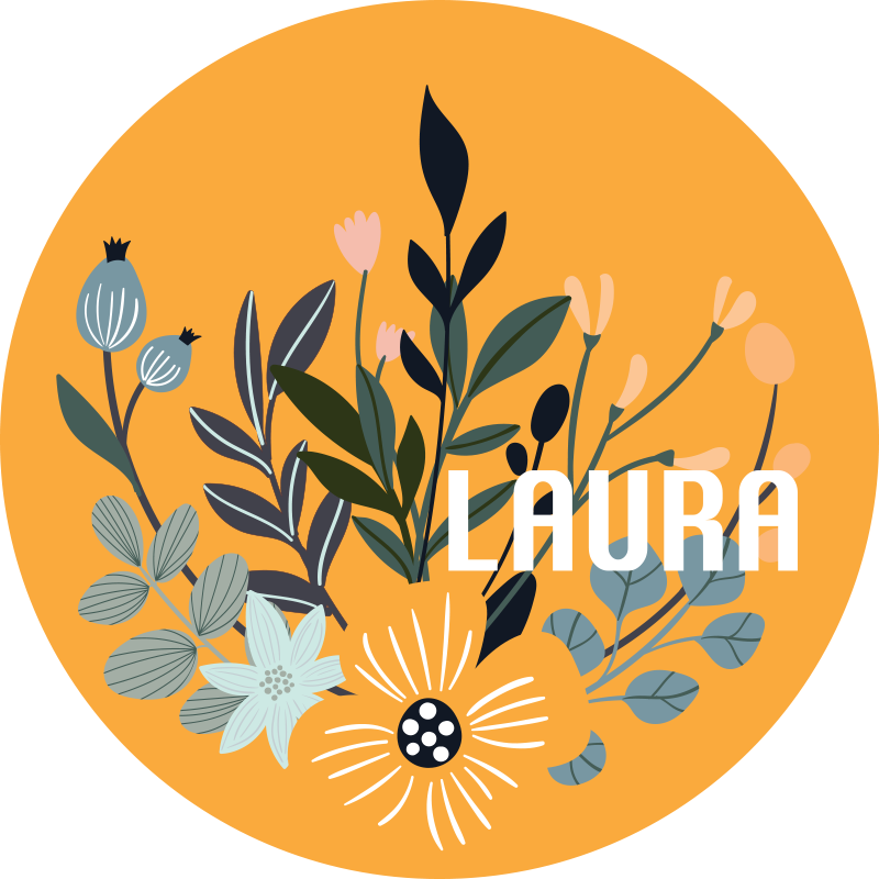 Egyedi virágos embléma Vinil szőnyeg nevekkel - TenStickers