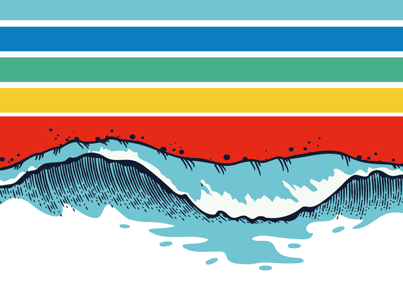 Retro hullámok vintage szőnyeg padlóra - TenStickers