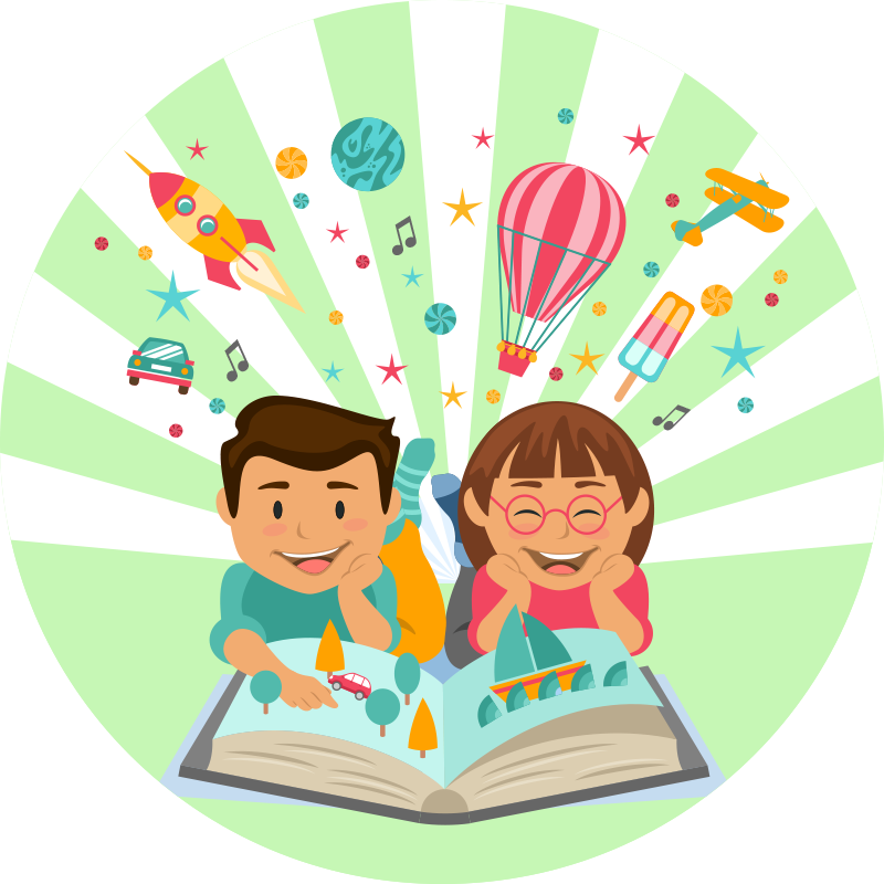 ötletes olvasás vinil szőnyeg gyerekek - TenStickers