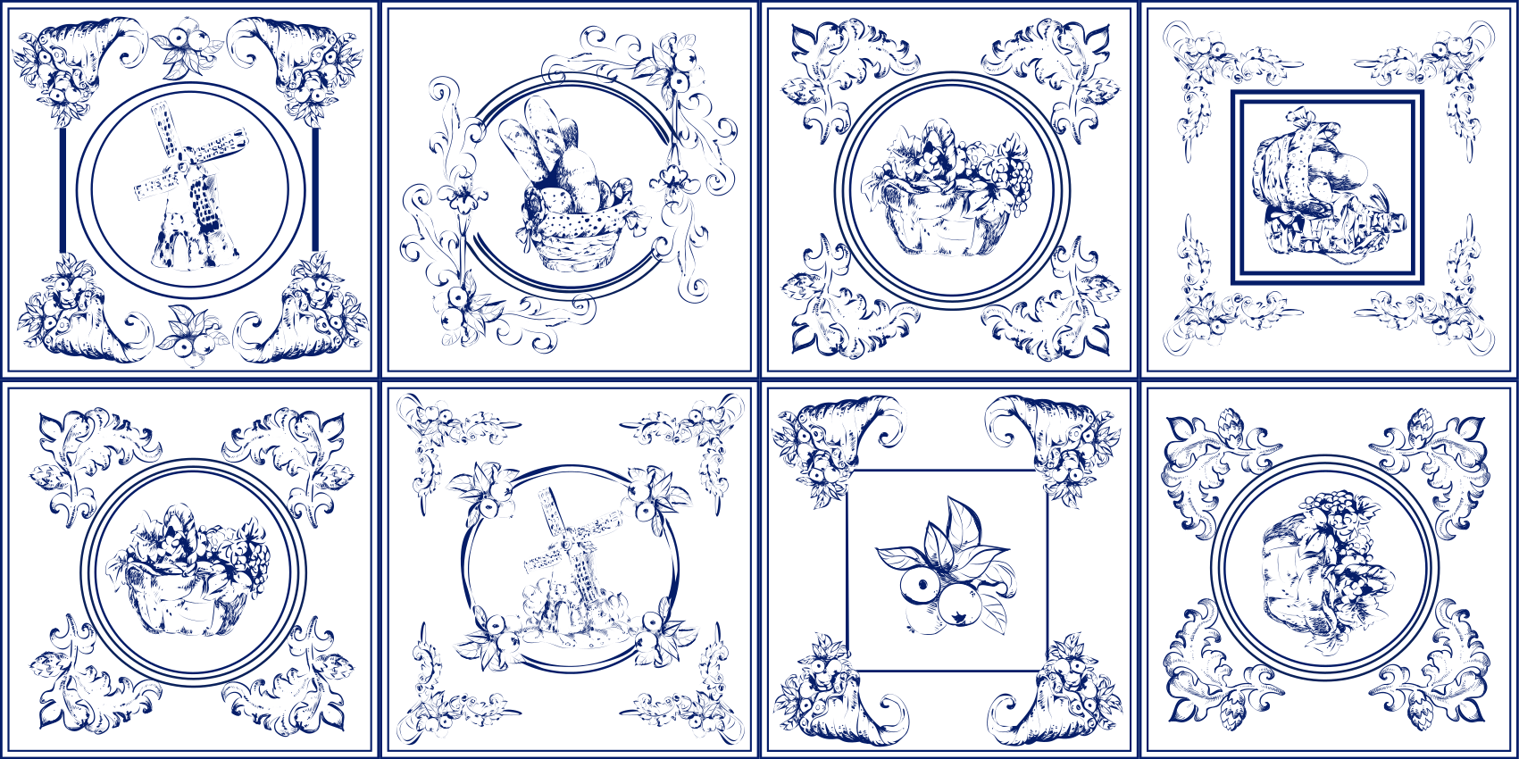 Vintage kék csempe szőnyeg - TenStickers