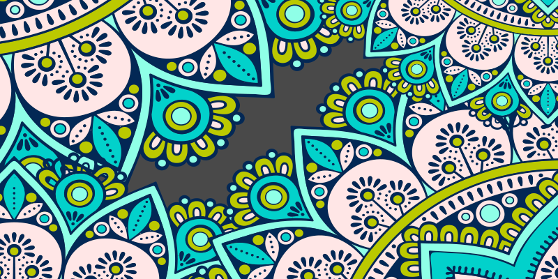 Kék és zöld mandala vinyl szőnyeg - TenStickers