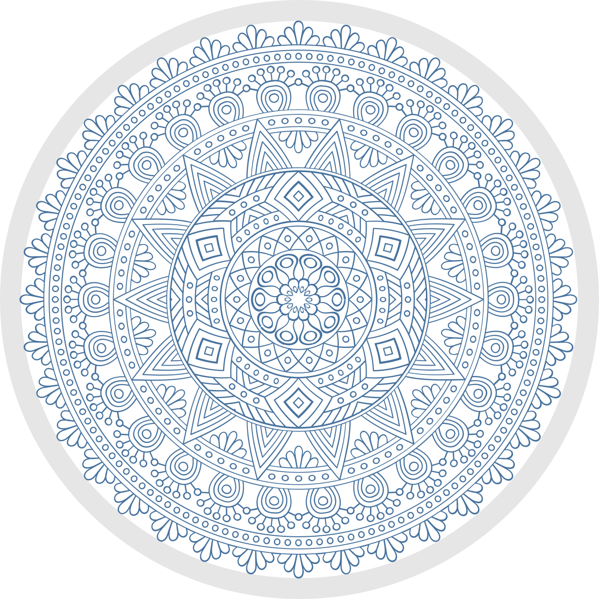Sötétkék-fehér mandala vinyl szőnyeg - TenStickers
