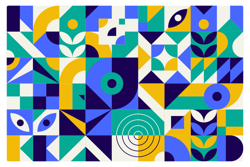 Élénk geometriai minták vinil szőnyeghez - TenStickers