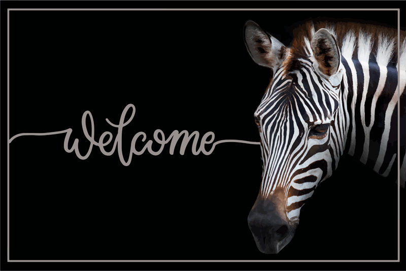 Zebra Üdvözlő grafika vinil szőnyeg mondatokkal - TenStickers