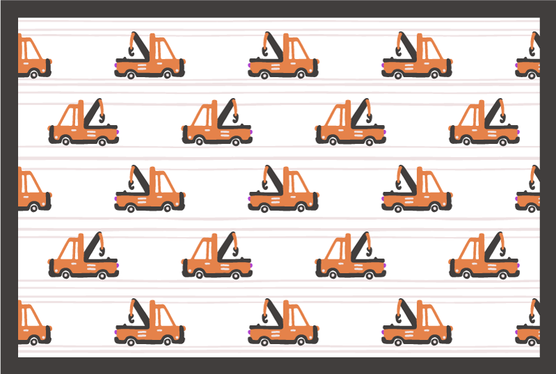 Csíkos piros kamionos gyerek vinyl szőnyeg - TenStickers