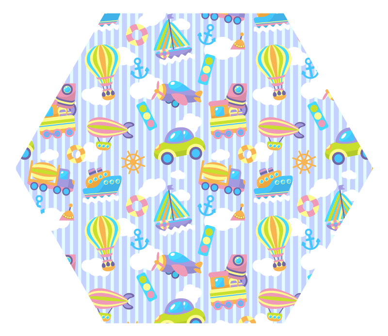 Teherautó, repülőgép és busz gyerek vinyl szőnyeg - TenStickers