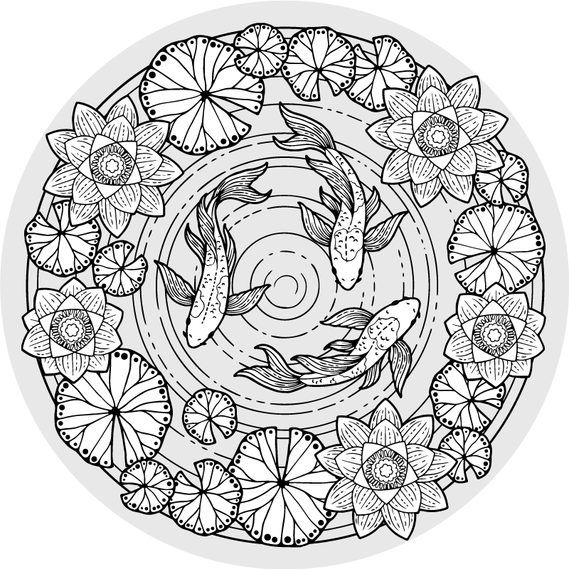 Lótusz és koi ponty virágszőnyeg - TenStickers