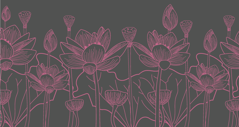 Lótuszszürke és rózsaszín virágos vinilszőnyeg - TenStickers