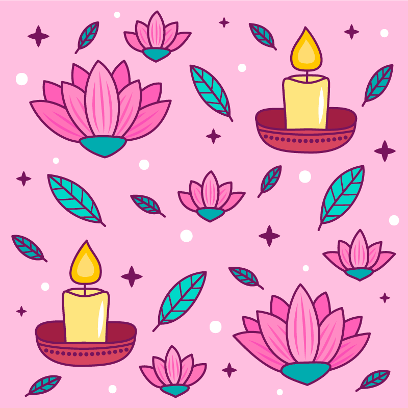 Lótuszvirág hangulat vinil szőnyeg virágok és növények - TenStickers