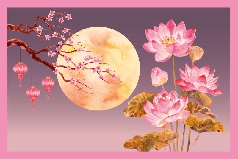 Virágos holdfény vinil szőnyeg virágok és növények - TenStickers