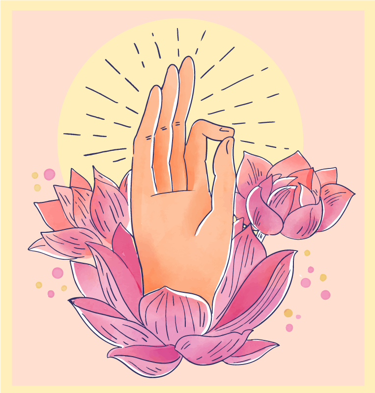 Lótusz a kezében virágos szőnyeg - TenStickers