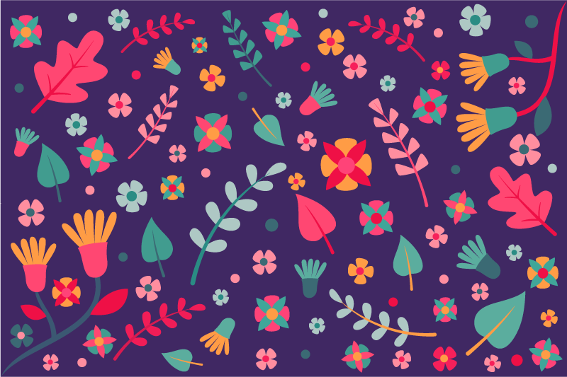 Virágos pöttyös vinil szőnyeg - TenStickers