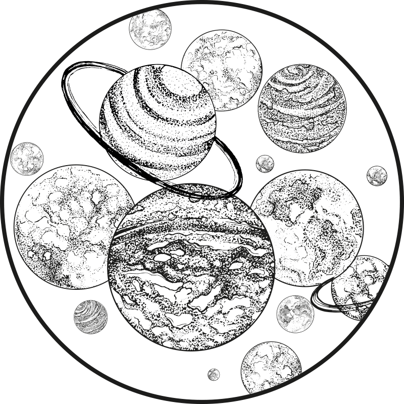 Fekete-fehér naprendszer vinil szőnyeg - TenStickers