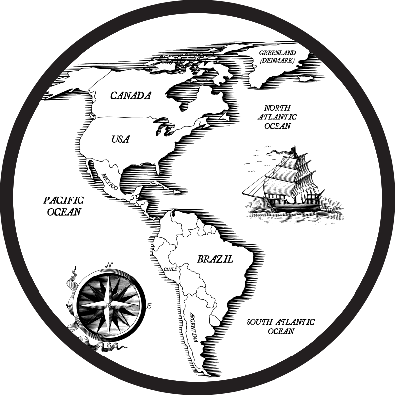 Amerikai kontinens világtérkép szőnyeg - TenStickers