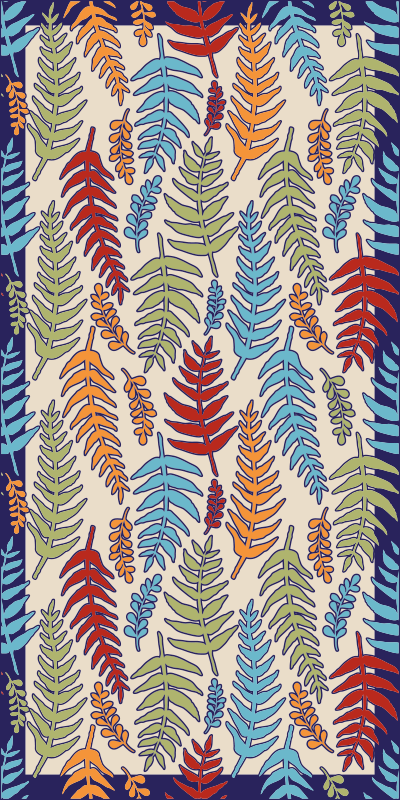 Botanikai csíkok vinil szőnyeg virágok és növények - TenStickers