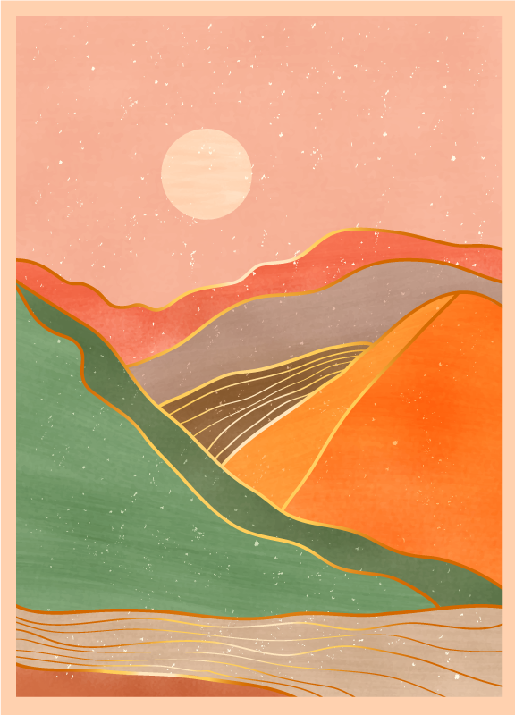 Absztrakt hegyi táj vinil szőnyeg modern - TenStickers