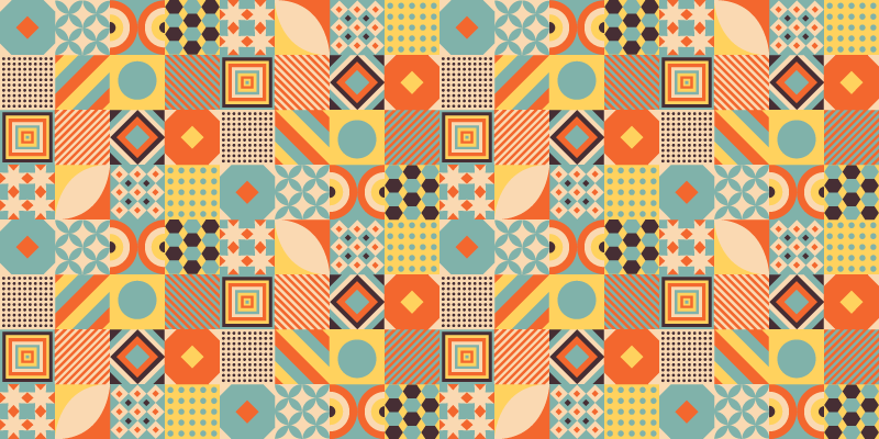 Színes geometriai csempék konyhai vinil szőnyeg - TenStickers