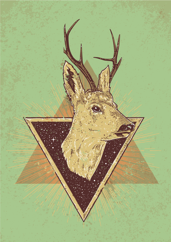 Stilizált szarvasfej vinil szőnyeg állat - TenStickers